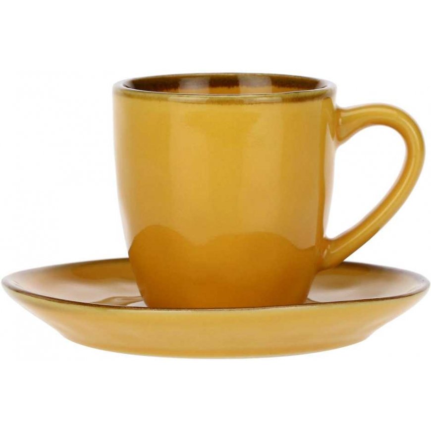 Rose&Tulipani Set of 6 filiżanek do espresso Concerto Ocra - Yellow, 90 ml – 2
