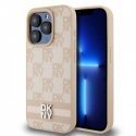 DKNY PU Leather Checkered Pattern and Stripe Case for iPhone 15