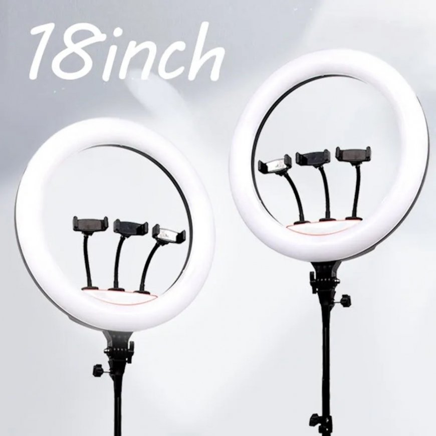 Elight SR18 46cm LED valgusti rõngas 3x nutitelefoni hoidjaga + – 3