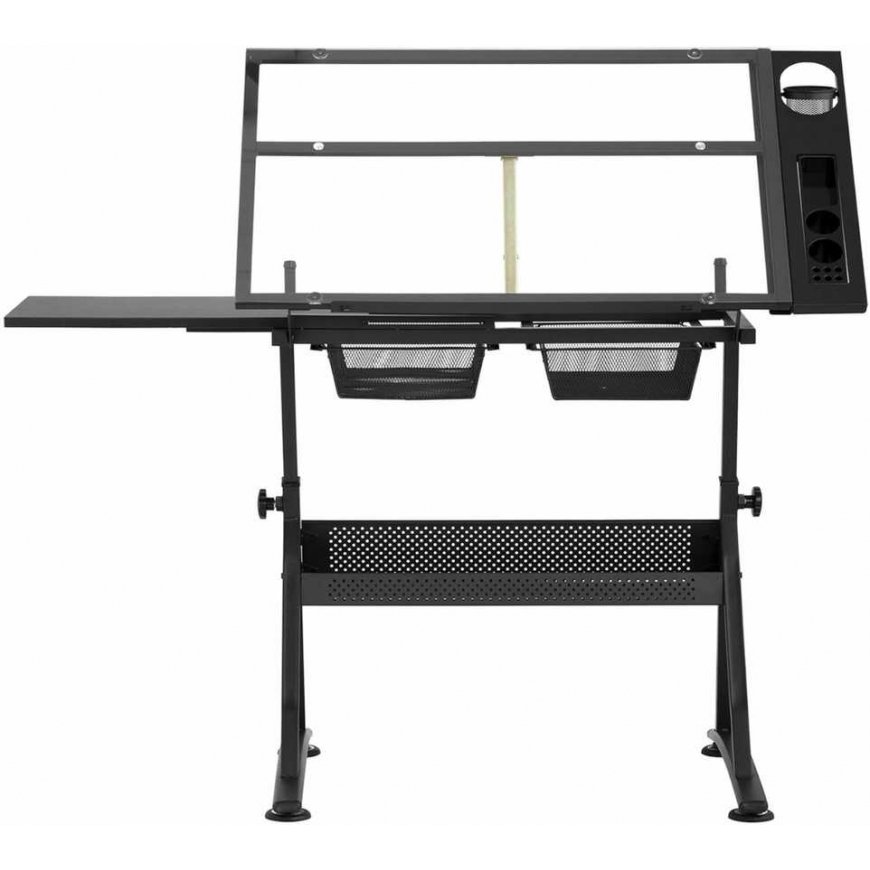 Frommstarck Desk, glass drawing table with drawers for drawing and sketching, 120x60 cm – 2