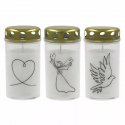 Grave candle with cap 5,6x11,5cm, burning time ~40h, white with Grave candle with cap 5,6x11,5cm, burning time ~40h, white with