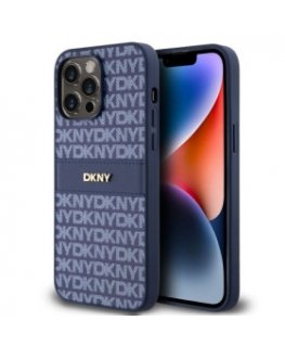 DKNY PU Leather Checkered Pattern and Stripe Case for iPhone 14