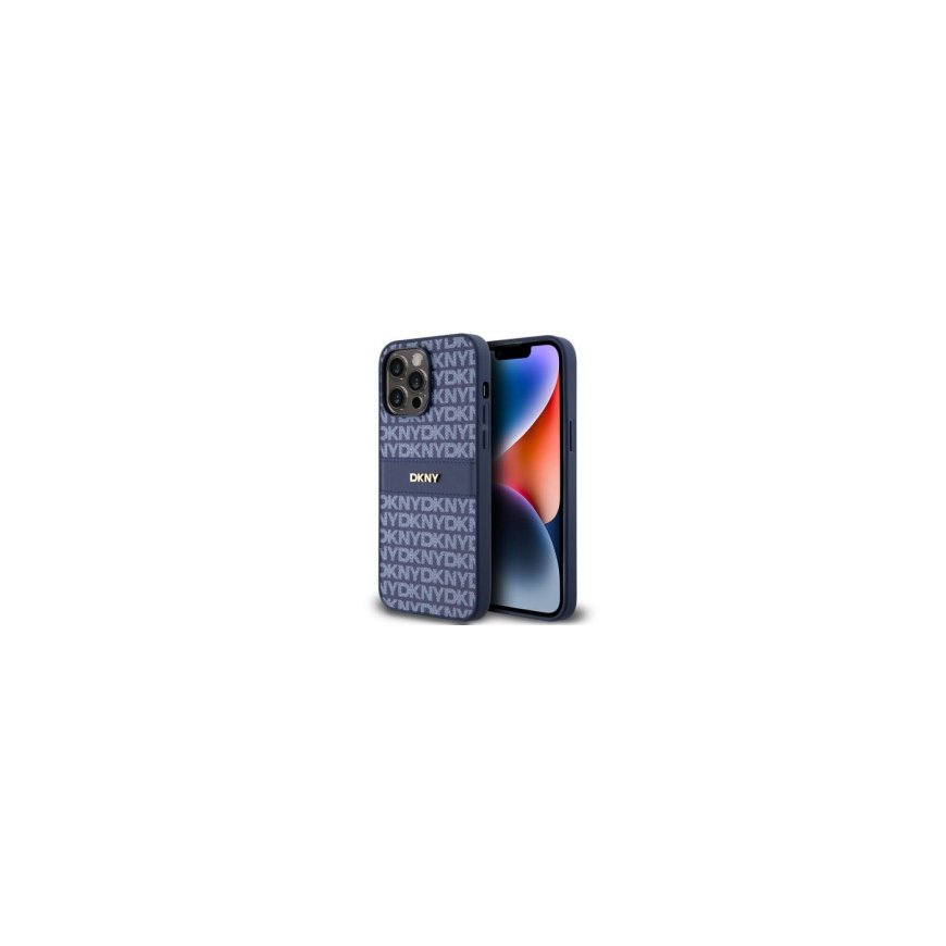 DKNY PU Leather Checkered Pattern and Stripe Case for iPhone 14