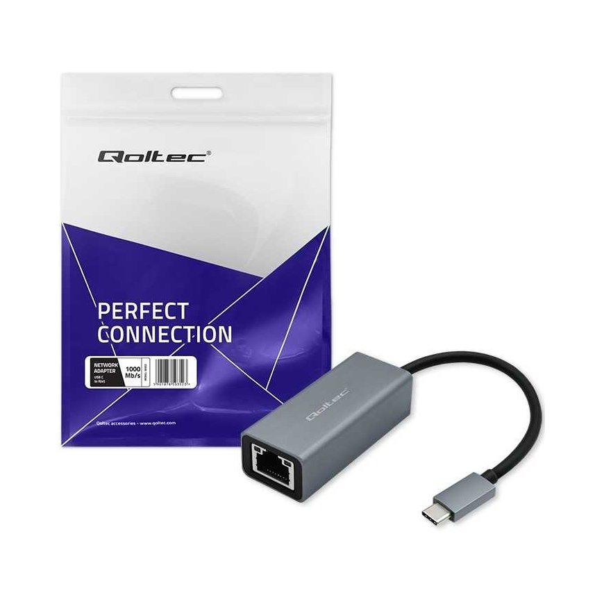 Qoltec Adapter usb-c na rj45 ethernet | 1000mbps | aluminum housing – 5