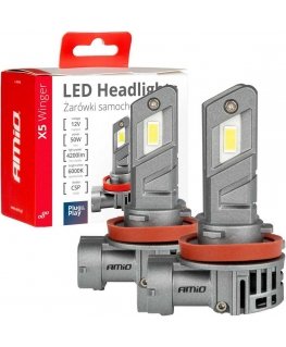 Żarówki samochodowe led seria x5 winger h8 h9 h11 6000k canbus amio-03947