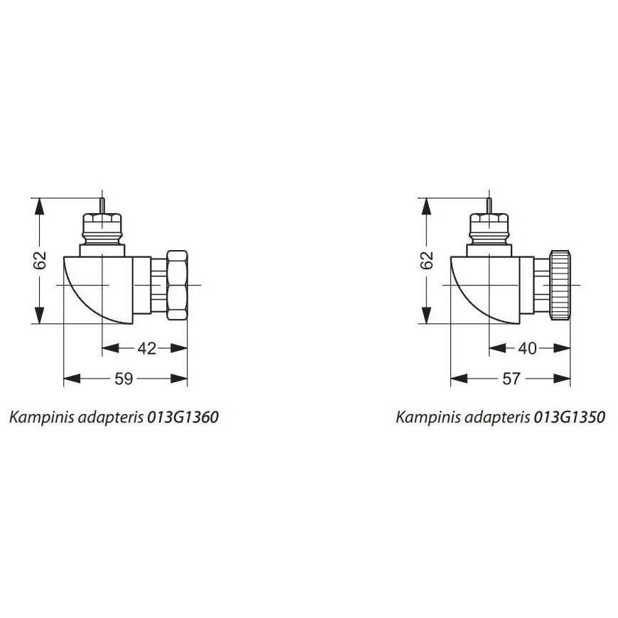 Radiatoriaus vožtuvo adapteris Danfoss, RA/RA – 4