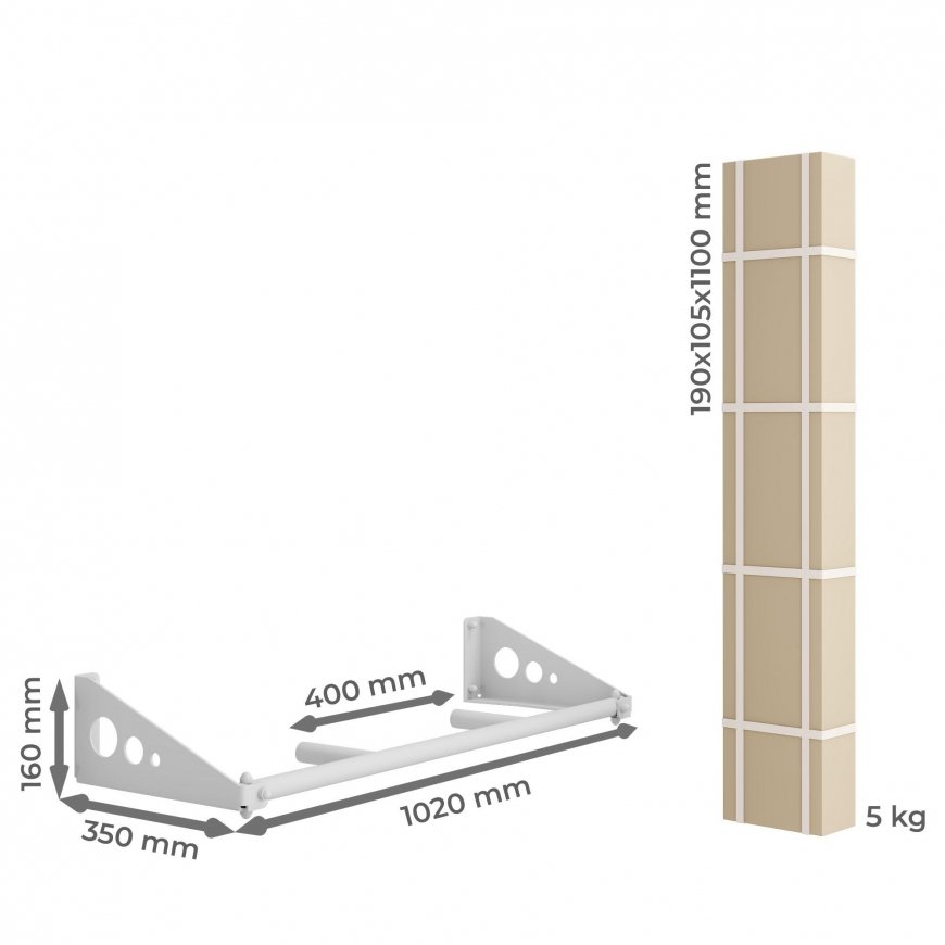 Prie sienos montuojamas skersinis SANRO WO-100 su siauru paėmimu, juodas/geltonas, iki 100 kg – 3