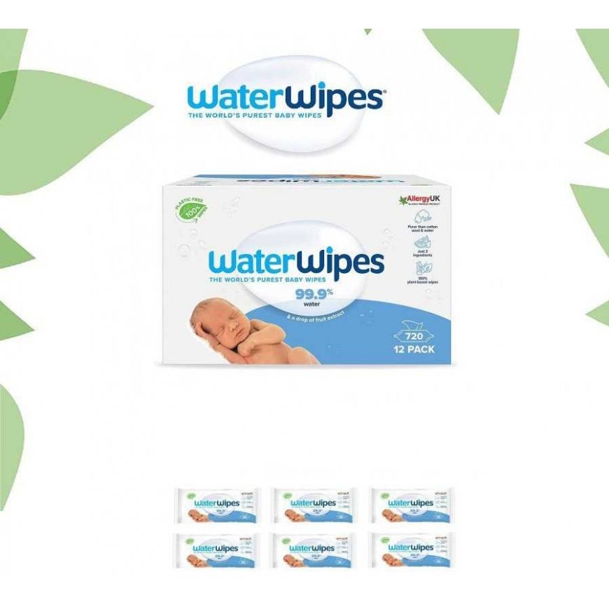 WATERWIPES DRĖGNOS SERVETĖLĖS 6 PAKUOTĖS PO 60 VNT. BIODEGRADABLE