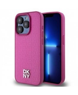 DKNY PU Leather Repeat Pattern Stack Logo MagSafe Case for iPhon