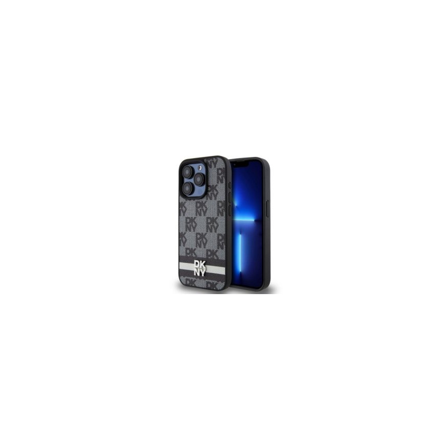 DKNY PU Leather Checkered Pattern and Stripe Case for iPhone 15