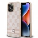DKNY PU Leather Checkered Pattern and Stripe Case for iPhone 15