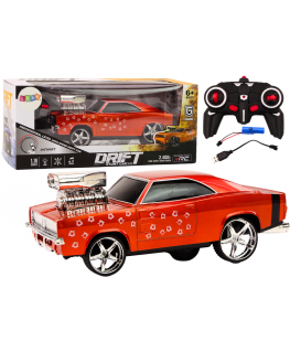 Lean Toys Remote Control Car 1:18 Drift 360 Lights Sounds Red