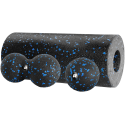 Rinkinys wałek do masażu, roller, piłka, duoball , 3 elementy, spalva juoda-mėlyna, materiał EPP, REBEL ACTIVE