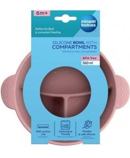 CANPOL BABIES silicone non-slip bowl DOTS, 3 compartments, 360 ml, 51/403_pink