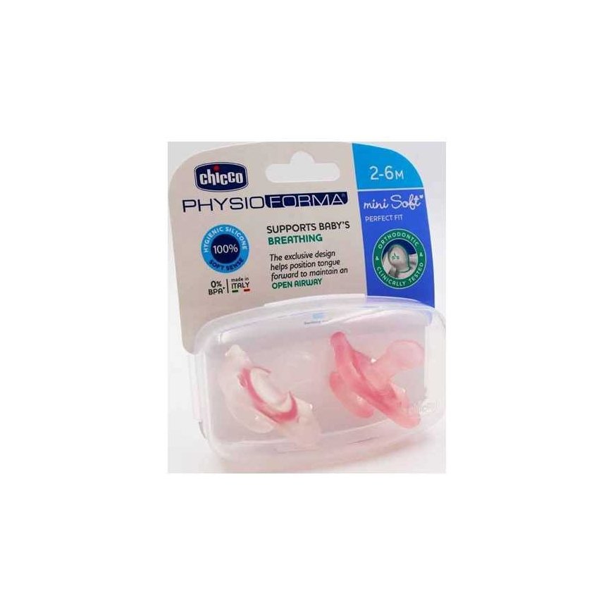 Chicco PhysioForma Mini soft silicone pacifier pacifier 2-6 months 2 units white and pink – 3