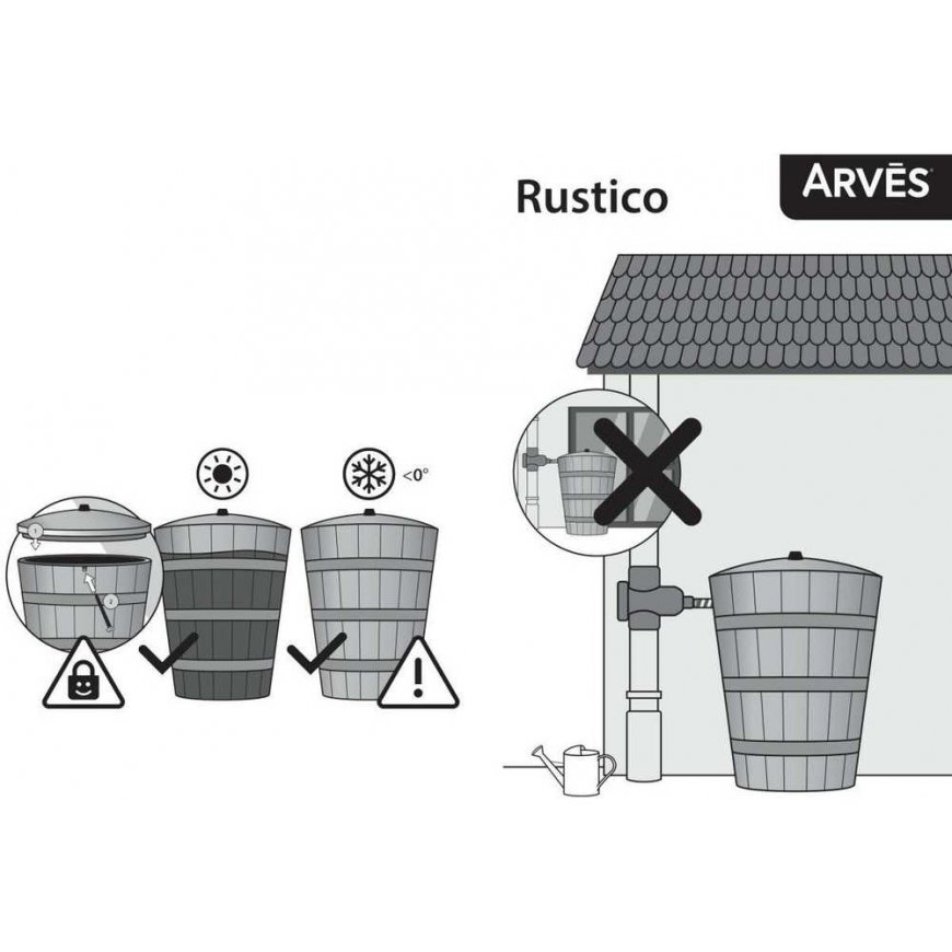 Prosperplast RAIN WATER TANK RUSTICO BARREL 275L UMBRA WOOD – 2