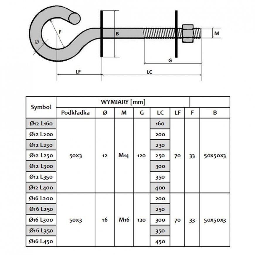 Extralink | Hook | for hanging brackets 16/200mm – 2