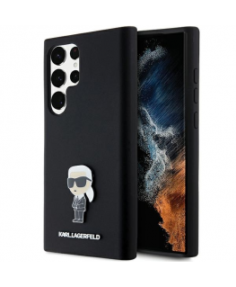 Case Karl Lagerfeld KLHCS23LSMHKNPK S23 Ultra S918 black/black Silicone Ikonik Metal Pin