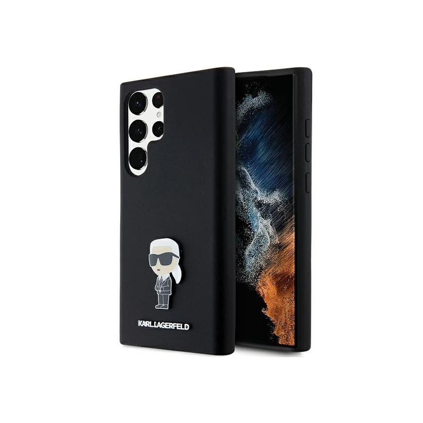 Case Karl Lagerfeld KLHCS23LSMHKNPK S23 Ultra S918 black/black Silicone Ikonik Metal Pin