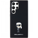 Dėklas Karl Lagerfeld KLHCS23LSMHKNPK S23 Ultra S918 juoda/juodas Silicone Ikonik Metal Pin