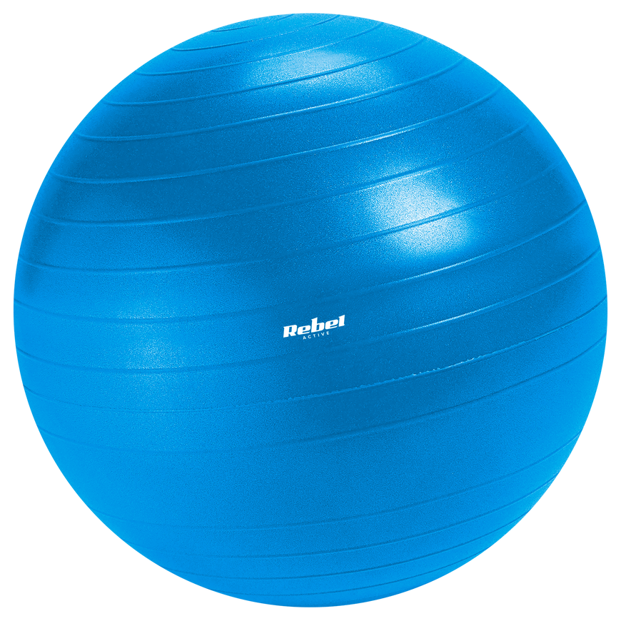 Kamuolys gimnastyczna rehabilitacyjna 75cm su pompką ręczną, spalva mėlyna , REBEL ACTIVE