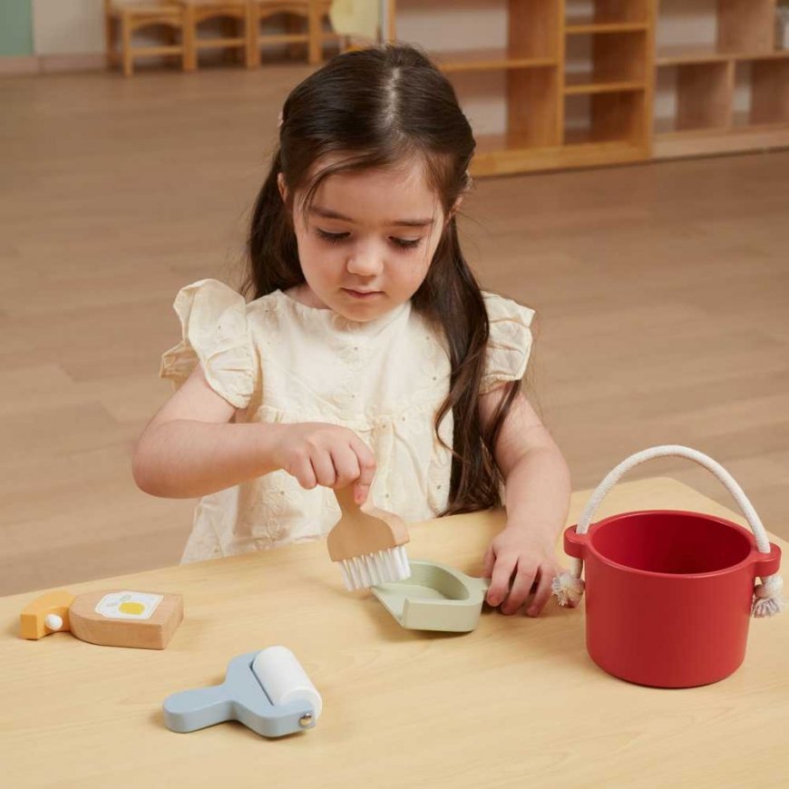 Viga Toys VIGA PolarB Drewniany Set Do Sprzątania Wiaderko Zmiotka Accessories – 3