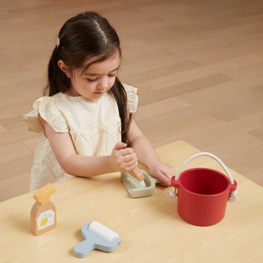 Viga Toys VIGA PolarB Drewniany Set Do Sprzątania Wiaderko Zmiotka Accessories – 5