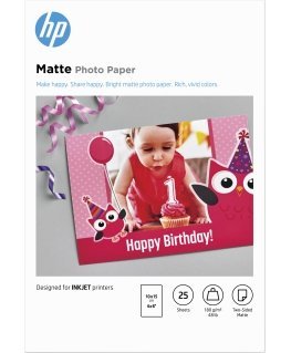 HP Matte Photo Paper, 180 g/m2, 10 x 15 cm (101 x 152 mm), 25 sheets