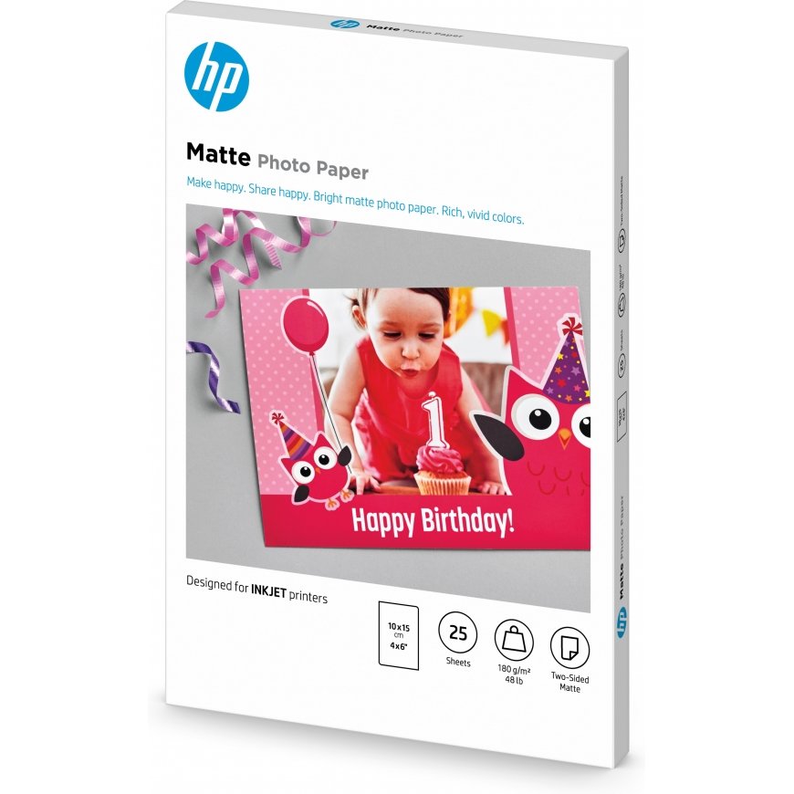 HP Matte Photo Paper, 180 g/m2, 10 x 15 cm (101 x 152 mm), 25 sheets – 4