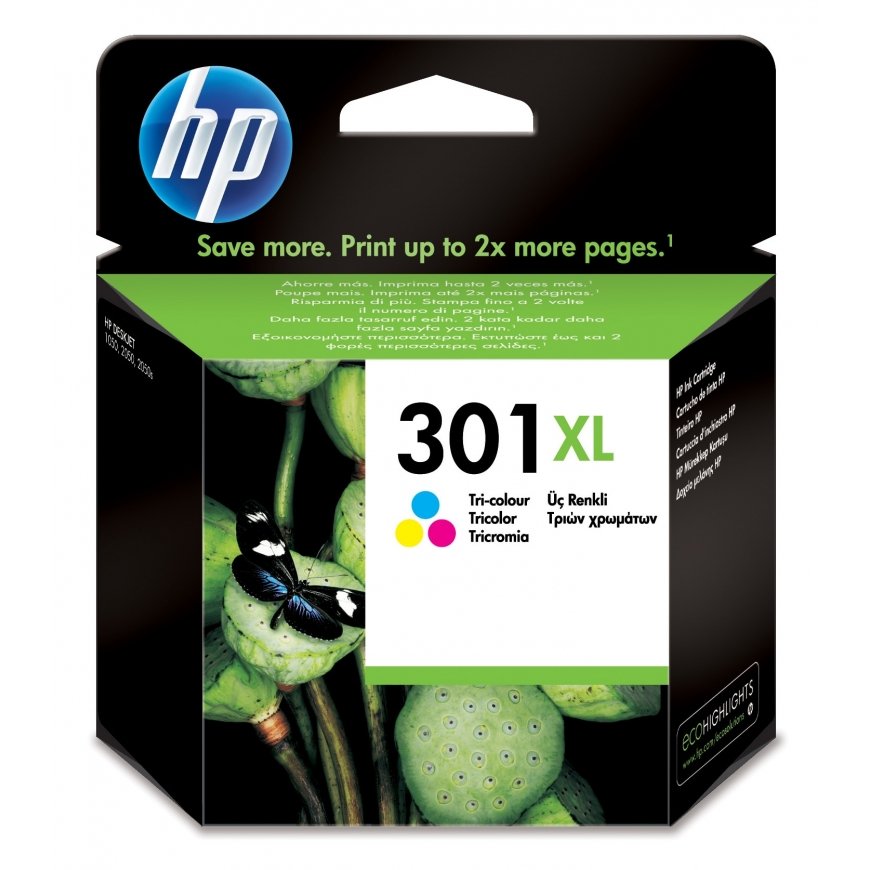 HP 301XL, alkuperäinen riittoisa kolmivärimustekasetti – 3