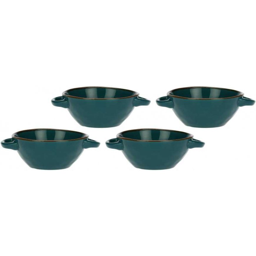 Rose&Tulipani Set of 4 misek do zupy Concerto Ottanio - Blue-green, 600 ml