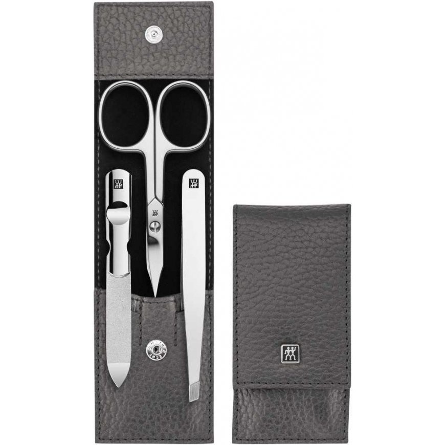 Travel set Zwilling Classic Inox - skórzane etui, 3 elements - Gray