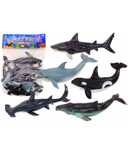 Lean Toys Set of Figures of the Largest Sea Animals Orca Whale Shark 6 pcs