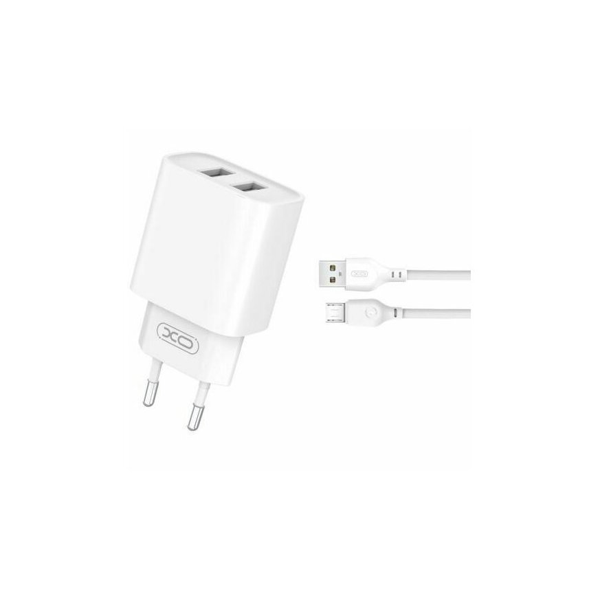 XO CE02C USB charger 2xUSB 2.1A + Micro USB cable 1m – 2