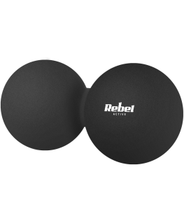 Duoball podwójna piłka do masażu 6.2cm, spalva juoda, materiał silikon, REBEL ACTIVE