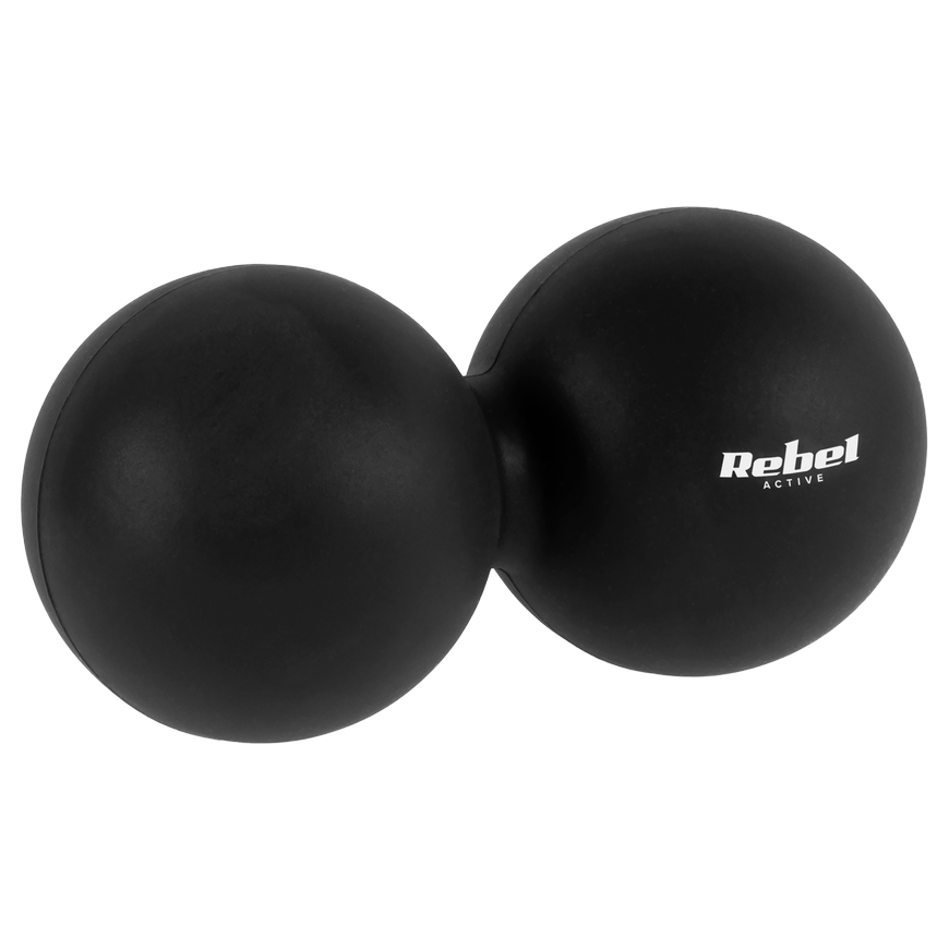 Duoball podwójna piłka do masażu 6.2cm, spalva juoda, materiał silikon, REBEL ACTIVE – 2