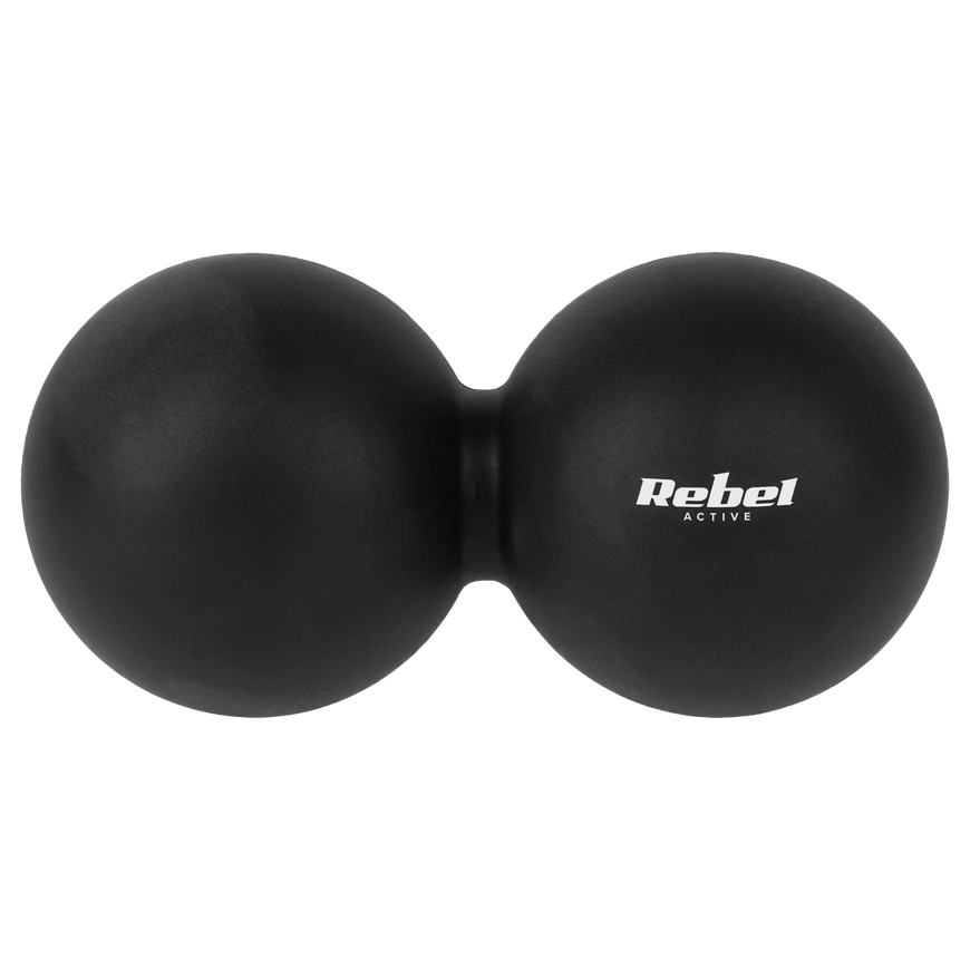 Duoball double massage ball 6.2cm, color black, silicone material, REBEL ACTIVE – 3
