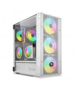 Savio Raptor White X1 ARGB Glass/Mesh White Computer Case Midi Tower Valkoinen