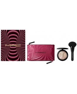 MAC Trick Of The Light Extra Dimension Skinfinish Set MAC: Makeup bag, Burgundy + MAC, Multi Face, 143S + Extra Dimension Skinfi