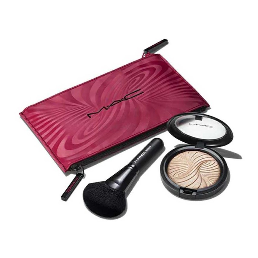 MAC Trick Of The Light Extra Dimension Skinfinish Set MAC: Makeup bag, Burgundy + MAC, Multi Face, 143S + Extra Dimension Skinfi – 2