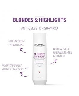 Šviesintų plaukų šampūnas Goldwell Blondes&HighLights Anti-Geltona Šampūnas 250ml