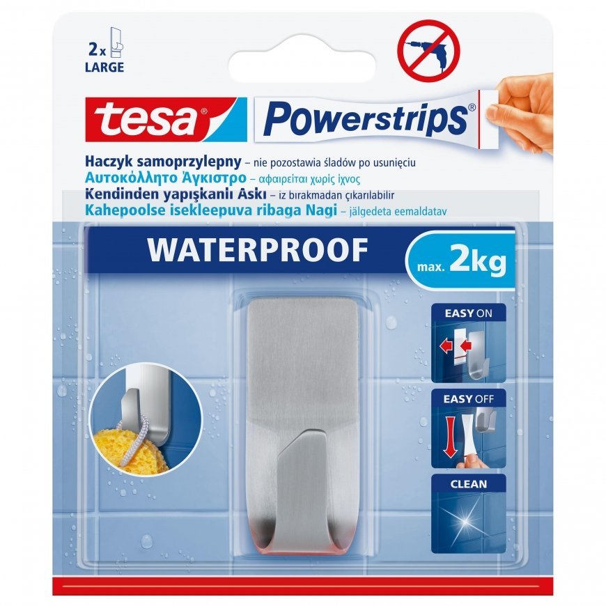 tesa Kabliukas Power-Strips, atsparus vandeniui, pilkas