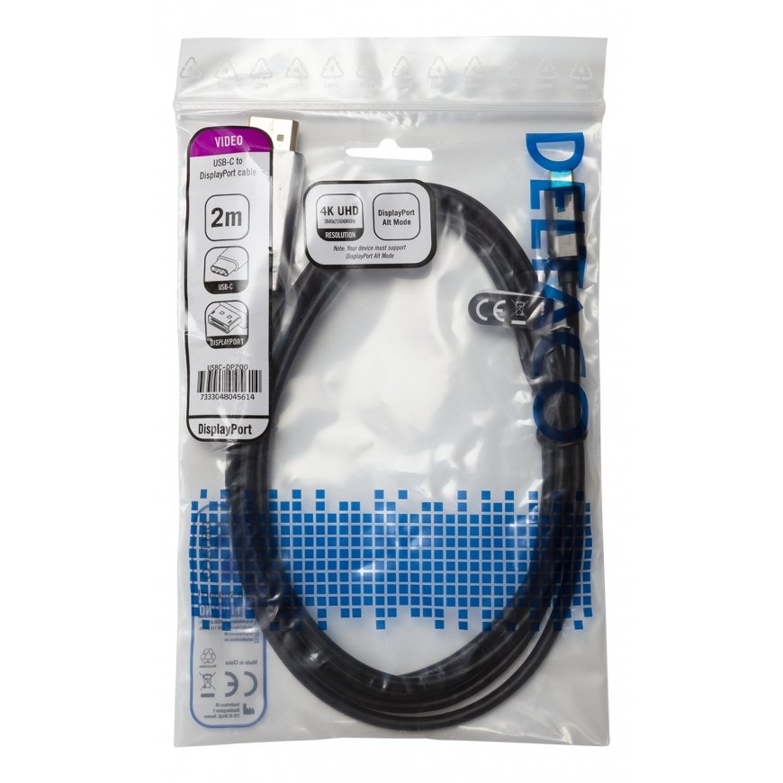 Deltaco USBC-DP200 видео кабель адаптер 2 m USB Type-C DisplayPort Черный – 2