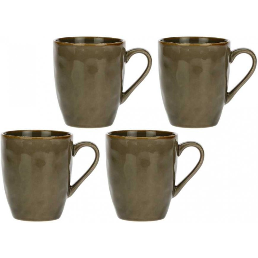 Rose&Tulipani Set of 4 cups with holder Concerto Grigio Tortora - Dark brown, 430 ml