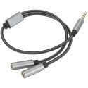 RoGer SP35Y Audio adapter / Splitter 2x 3.5mm stereo + microphone / 4 pin RoGer SP35Y Audio adapter / Splitter 2x 3.5mm stereo + microphone / 4 pin