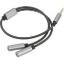 RoGer SP35Y Audio adapter / Splitter 2x 3.5mm stereo + microphone / 4 pin RoGer SP35Y Audio adapter / Splitter 2x 3.5mm stereo + microphone / 4 pin