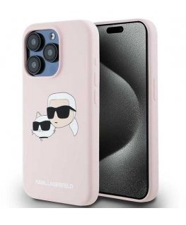 Dėklas Karl Lagerfeld case for iPhone 15 Pro 6,1" KLHMP15LSKCHPPLP pink HC Magsafe silicone sil double heads print