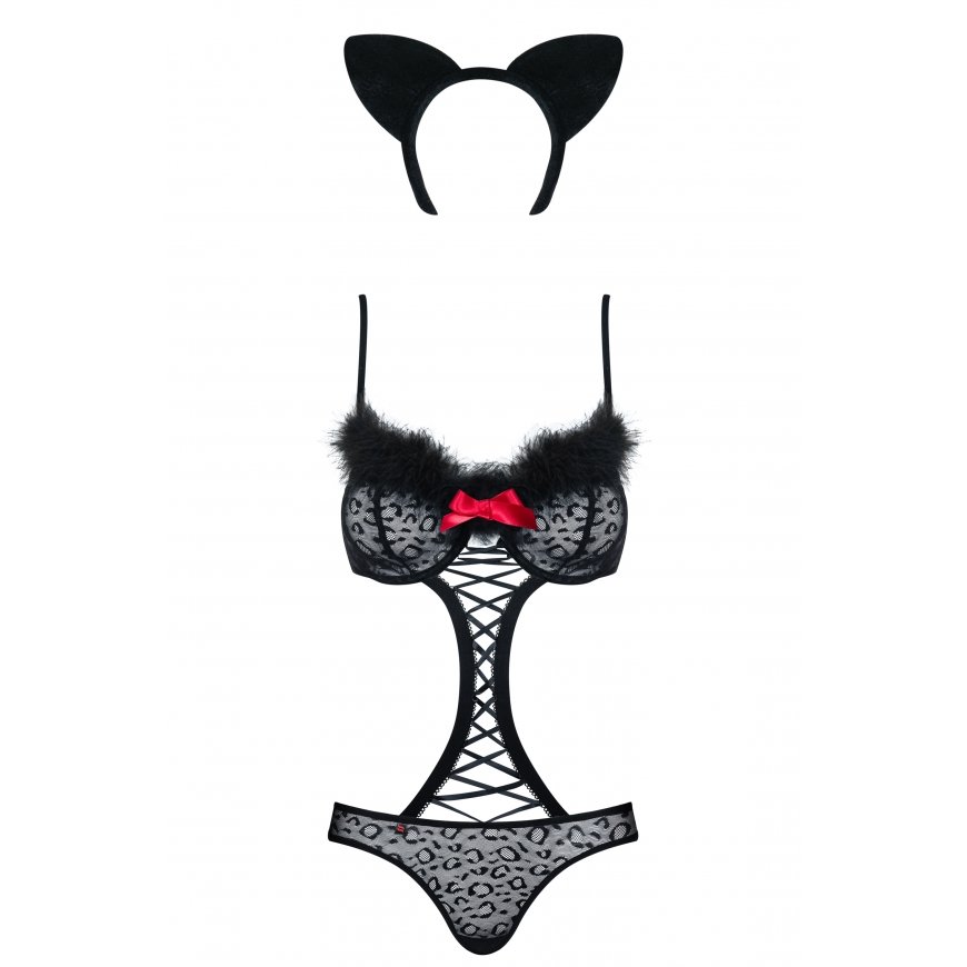 Obsessive Gepardina S/M Bodysuit Black Elastane, Polyamide – 4