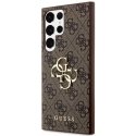 Originalus priekinio skydelio dėklas GUESS GUHCS24L4GMGBR, skirtas Samsung S24 Ultra (odinis 4G metalinis logotipas / ruda)