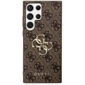 Original GUESS Front Panel Case GUHCS24L4GMGBR for Samsung S24 Ultra (Leather 4G Metal Logo/Brown)
